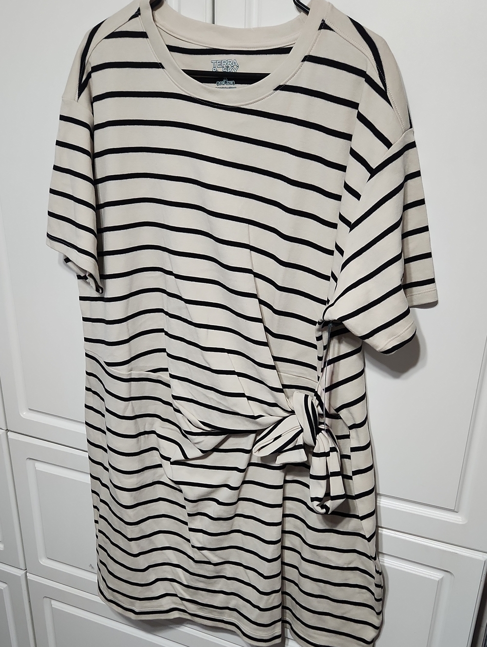 Striped Cotton Dress with Side Tie